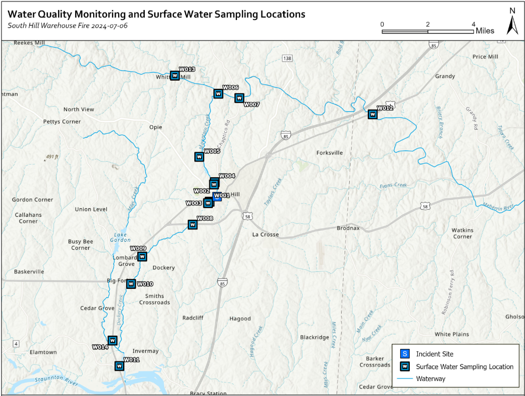 South Hill monitoring and sampling locations